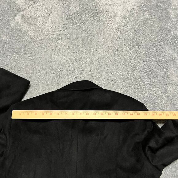 Jos A Bank Mens 38 Overcoat Topcoat Trench Coat Jacket Black 3 Button Wool Blend - Picture 7 of 11